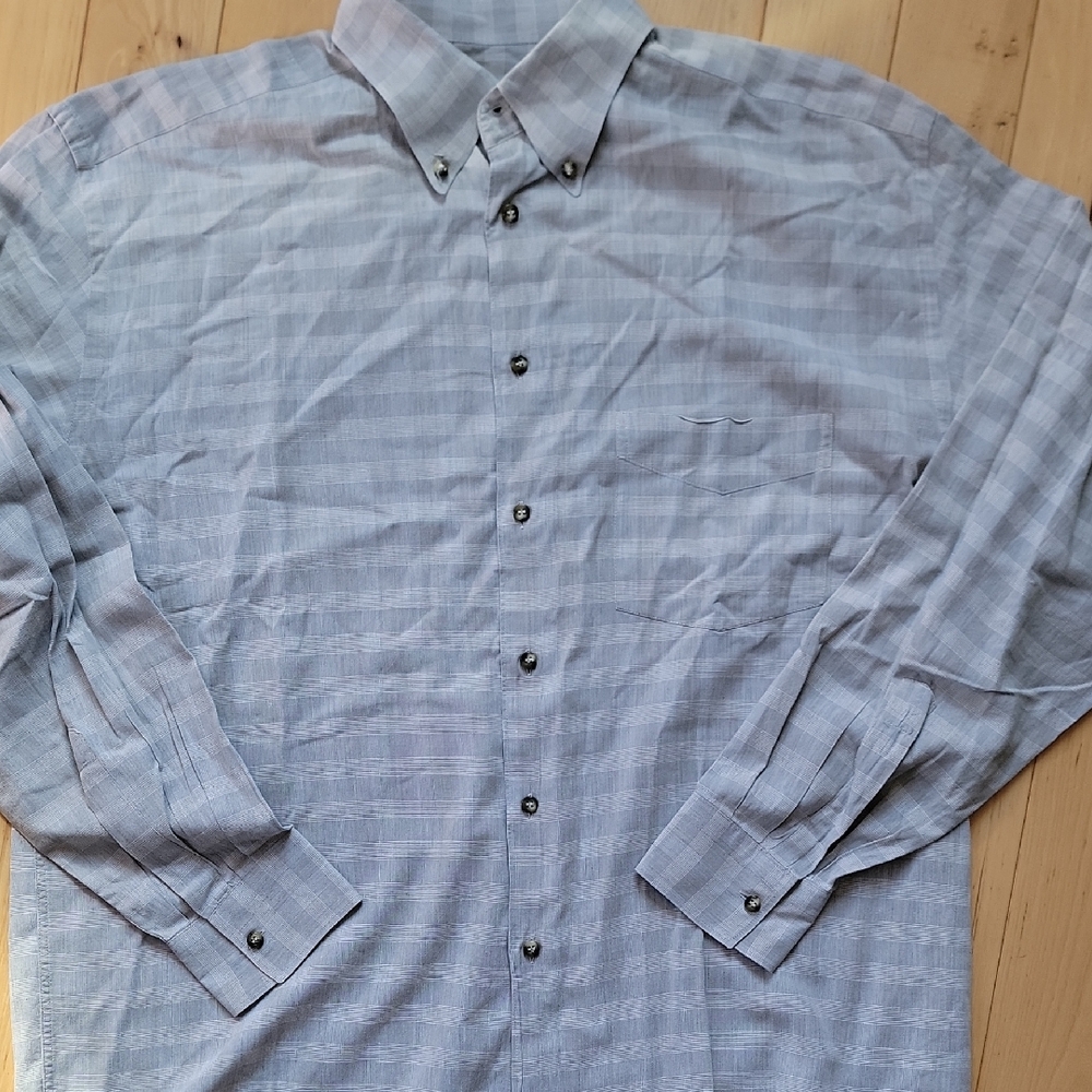 Canali 17 1/2 neck plaid dress shirt